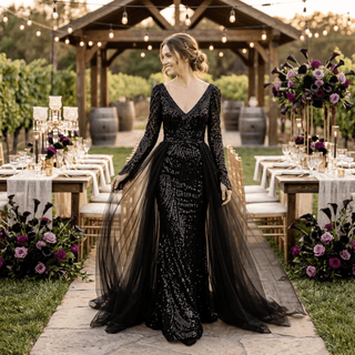 Gothic Sequin Mermaid Wedding Dress - Diva Melody