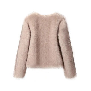 Gradient Cropped Faux Fur Coat Winter Fluffy Short Jacket - Diva Melody