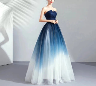 Gradient Strapless Long Evening Prom Formal Dresses - Diva Melody