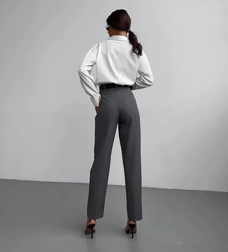 Gray Office Pencil Pintuck Pants - Diva Melody