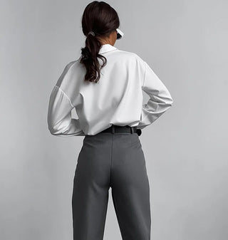 Gray Office Pencil Pintuck Pants - Diva Melody