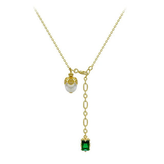 Green Pendant Pearl Delicate Elegant Clavicle Chain Necklace - Diva Melody