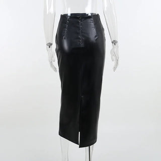 H line Midi Slim High Waist Black Skirts - Diva Melody