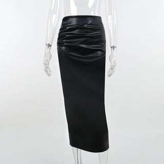 H line Midi Slim High Waist Black Skirts - Diva Melody