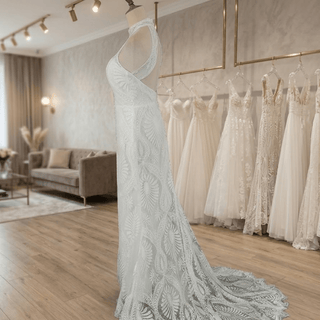 Halter Backless Lace Mermaid Gown - Diva Melody