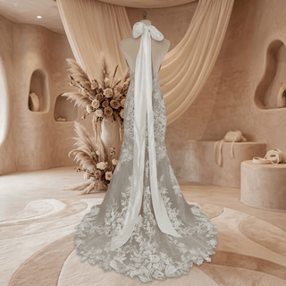 Halter Backless Mermaid Lace Wedding Dress - Diva Melody