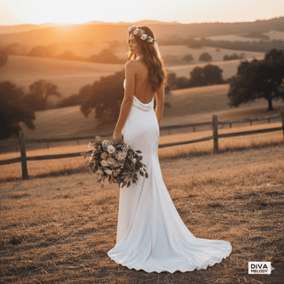 Halter Backless Satin Wedding Dress - Diva Melody