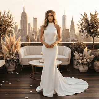 Halter Neck Mermaid Wedding Dress - Diva Melody