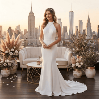 Halter Neck Mermaid Wedding Dress - Diva Melody