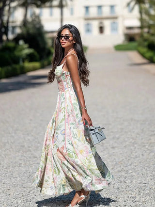 Halter Tie Neckline Floral Midi Dress - Diva Melody