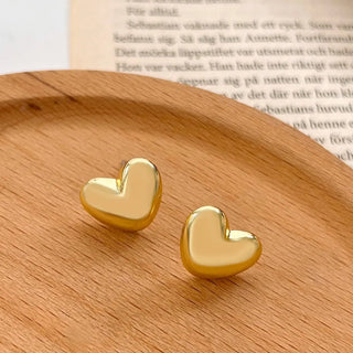 Heart Stud Earrings Minimalist Eardrops Girl Party Jewelry Couple Gifts - Diva Melody