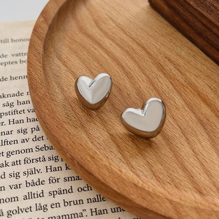 Heart Stud Earrings Minimalist Eardrops Girl Party Jewelry Couple Gifts - Diva Melody