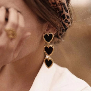 Hearts Chain Bohemian Enamel Dangle Earring - Diva Melody