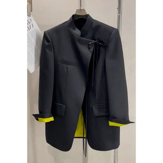 High - neck Black Suit Coat Blazers - Diva Melody