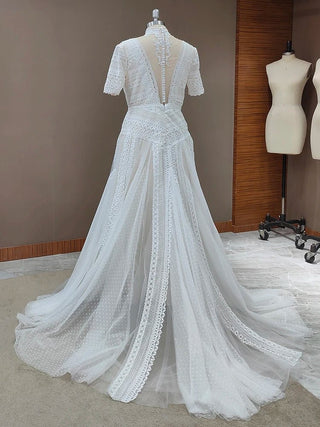 High Neck Bohemian Wedding Dress - Diva Melody