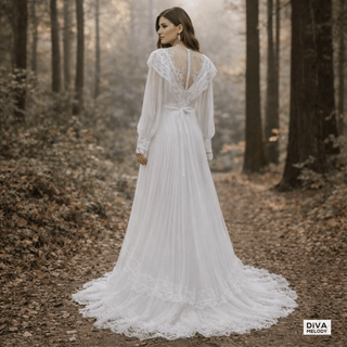 High Neck Victorian Wedding Dress - Diva Melody