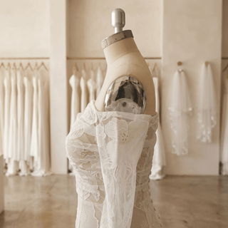 High Side Slit Floral Lace Bridal Gown - Diva Melody