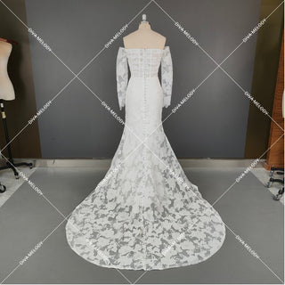 High Slit Floral Lace Bridal Gown - Diva Melody