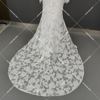 High Slit Floral Lace Bridal Gown - Diva Melody