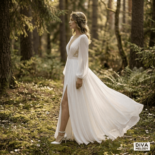 High Split Beach Wedding Dress - Diva Melody