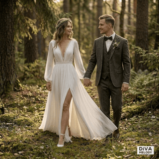 High Split Beach Wedding Dress - Diva Melody
