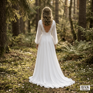 High Split Beach Wedding Dress - Diva Melody