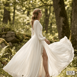 High Split Beach Wedding Dress - Diva Melody