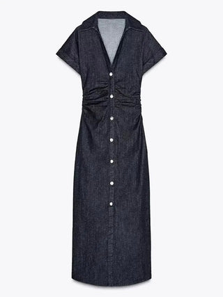 High Waist Backless Denim Dress - Diva Melody