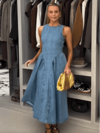 High Waist Backless Denim Dress - Diva Melody