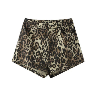 High Waist Leopard Print Casual Shorts - Diva Melody