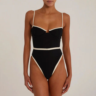 High Waist Patchwork One - Piece Swimsuit - Diva Melody