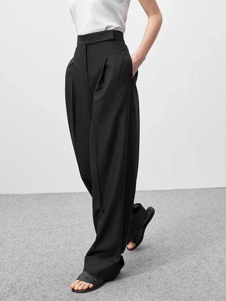 High - Waist Pleated Wide - Leg Pants with Pockets - Diva Melody