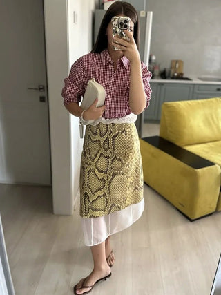 High Waist Snake Patternt Skirt - Diva Melody