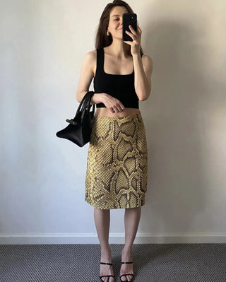 High Waist Snake Patternt Skirt - Diva Melody