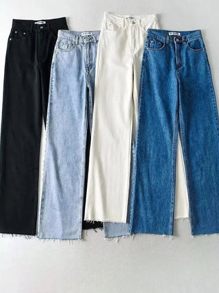 High - Waist Straight Leg Streetwear Jeans - Diva Melody