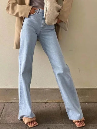 High - Waist Straight Leg Streetwear Jeans - Diva Melody