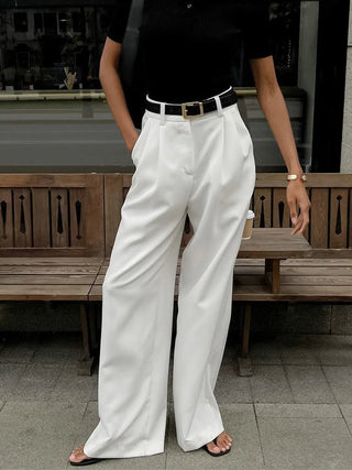 High Waist White Wide Leg Pants - Diva Melody