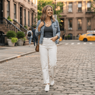 High Waisted Straight Leg White Jeans - Diva Melody