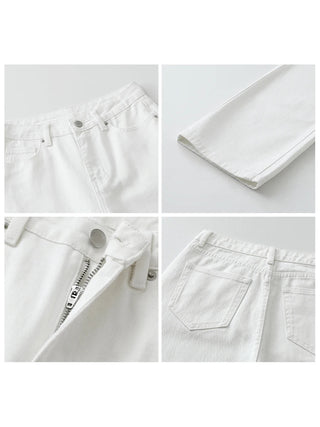 High Waisted Straight Leg White Jeans - Diva Melody