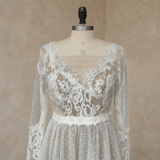 Illusion Backless Pearls Bridal Gown - Diva Melody