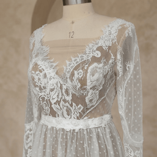 Illusion Backless Pearls Bridal Gown - Diva Melody