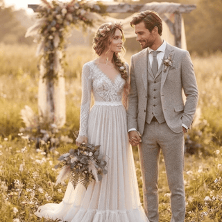 Illusion Backless Pearls Bridal Gown - Diva Melody