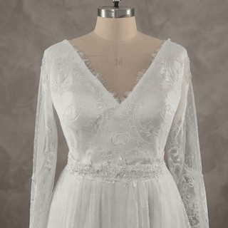 Illusion Backless Pearls Bridal Gown - Diva Melody