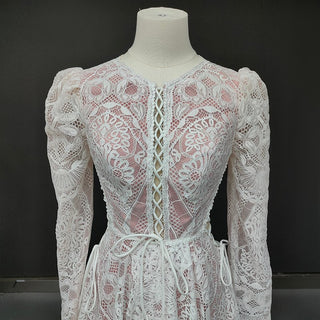 Illusion Boho Lace Wedding Gown - Diva Melody