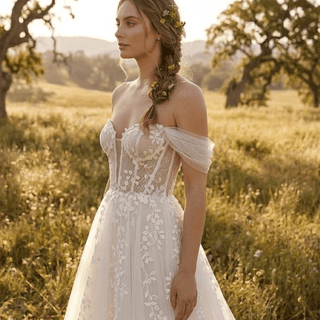 Illusion Lace Beach Bridal Gown - Diva Melody