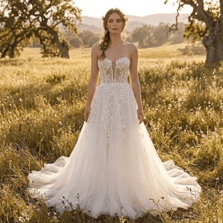 Illusion Lace Beach Bridal Gown - Diva Melody