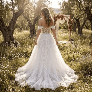 Illusion Lace Beach Bridal Gown - Diva Melody