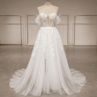 Illusion Lace Beach Bridal Gown - Diva Melody