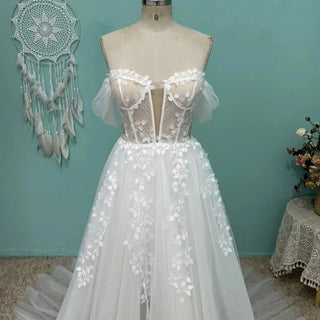 Illusion Lace Beach Bridal Gown - Diva Melody