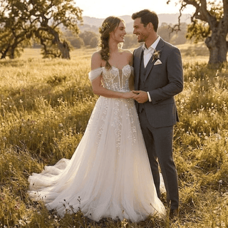 Illusion Lace Beach Bridal Gown - Diva Melody
